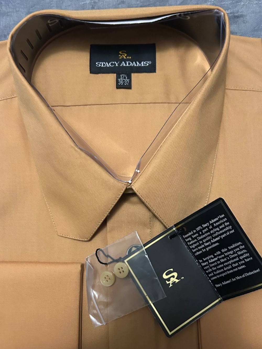 Orange/ Gold Stacy Adams Long Sleeve Shirt - Picture 3 of 5
